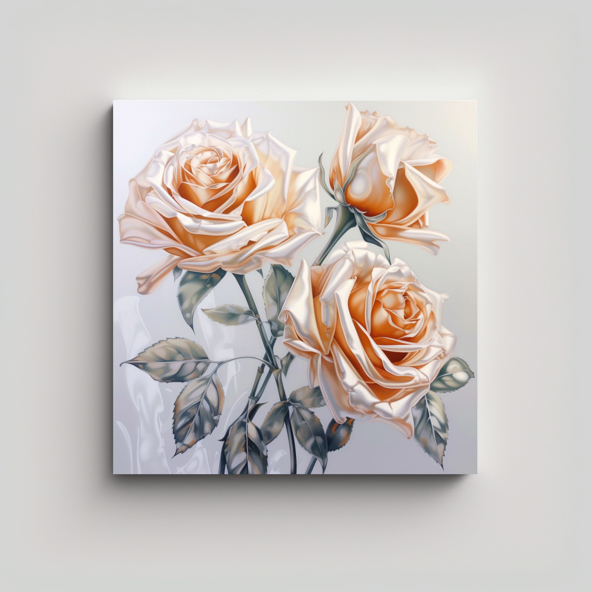 BELLAS ROSAS METÁLICAS ABSTRACTAS SOBRE FONDO 80X80 CM - 1