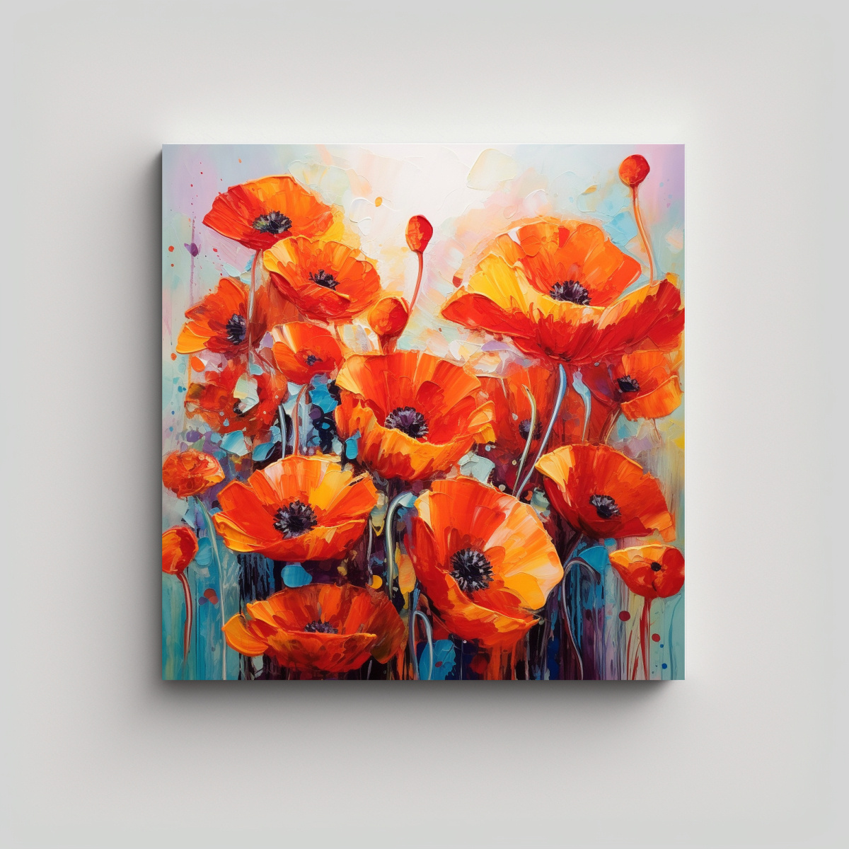 ARTE MURAL VIBRANTE AMAPOLAS ENIGMÁTICAS 40X40 CM - 1