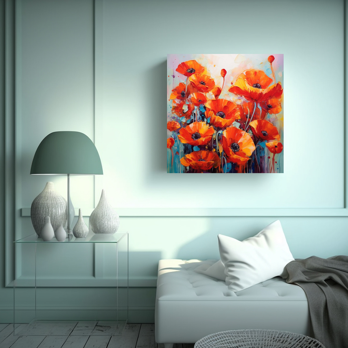 ARTE MURAL VIBRANTE AMAPOLAS ENIGMÁTICAS 40X40 CM - 2