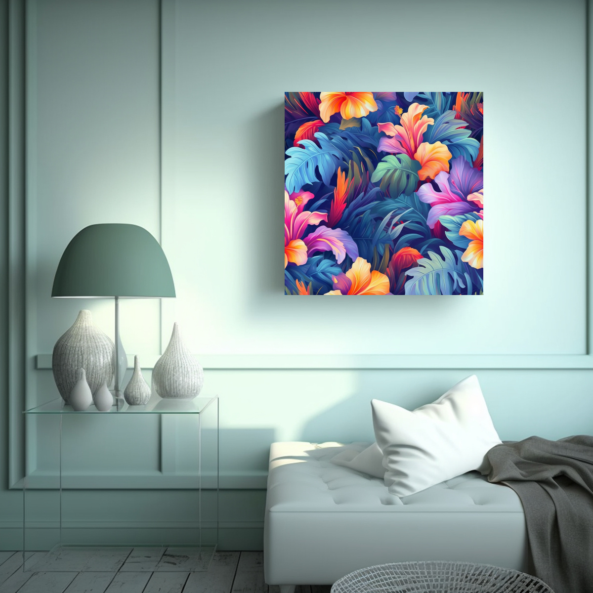 CALIDOS ESCENA 3D DE FLORES TROPICALES VECTOR EN 80X80 CM - 2
