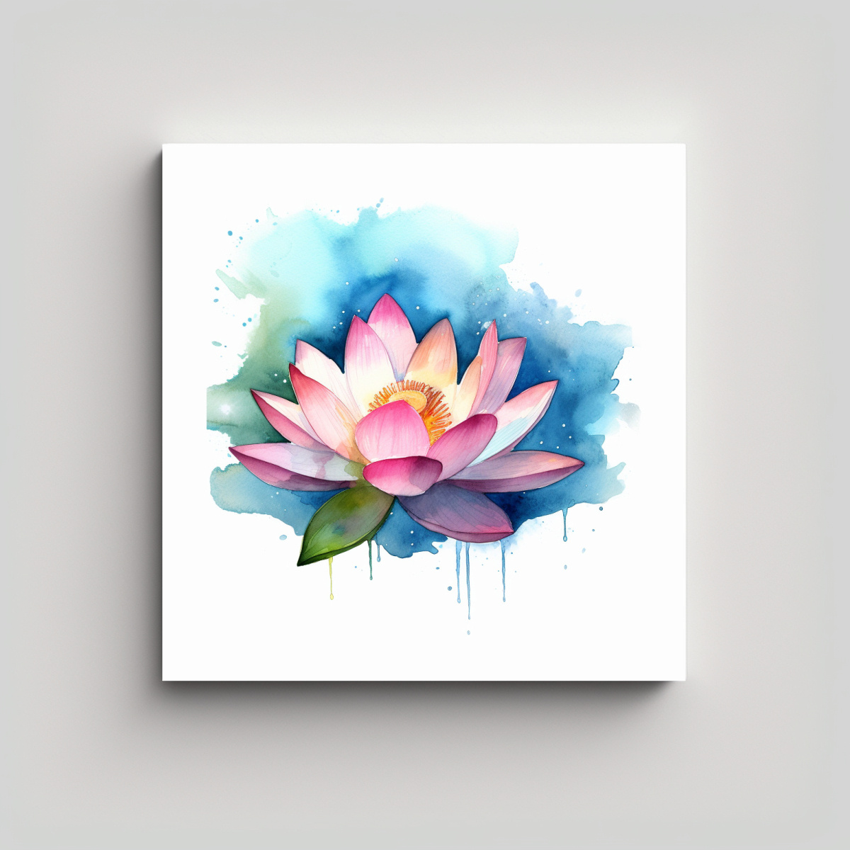 PINTURA ACUARELA ESTILO LOTO BLANCO DECORATIVO 90X90 CM - 1
