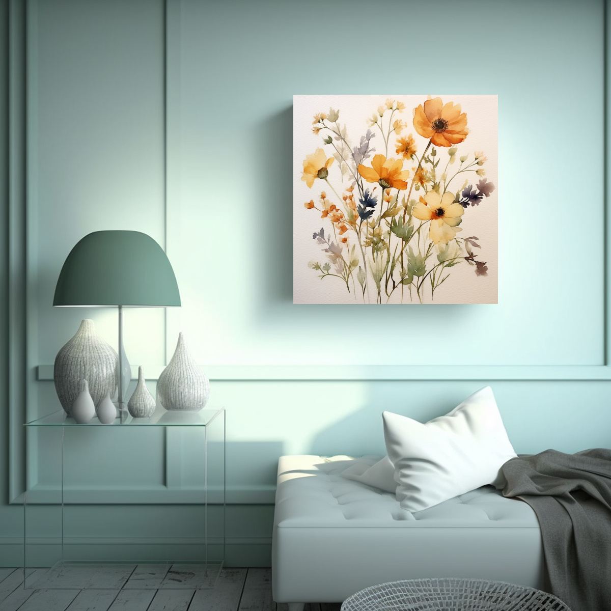 PATRONES SUTILES FLORES FRACTURADAS CUADRO IMAGEN 20X20 CM - 2