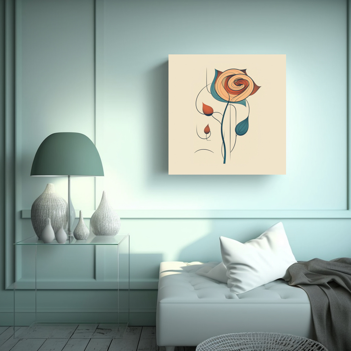 PRIMAVERA COLORES ROSA ARTE DIBUJO UNICA ELFIKY 100X100 CM - 2