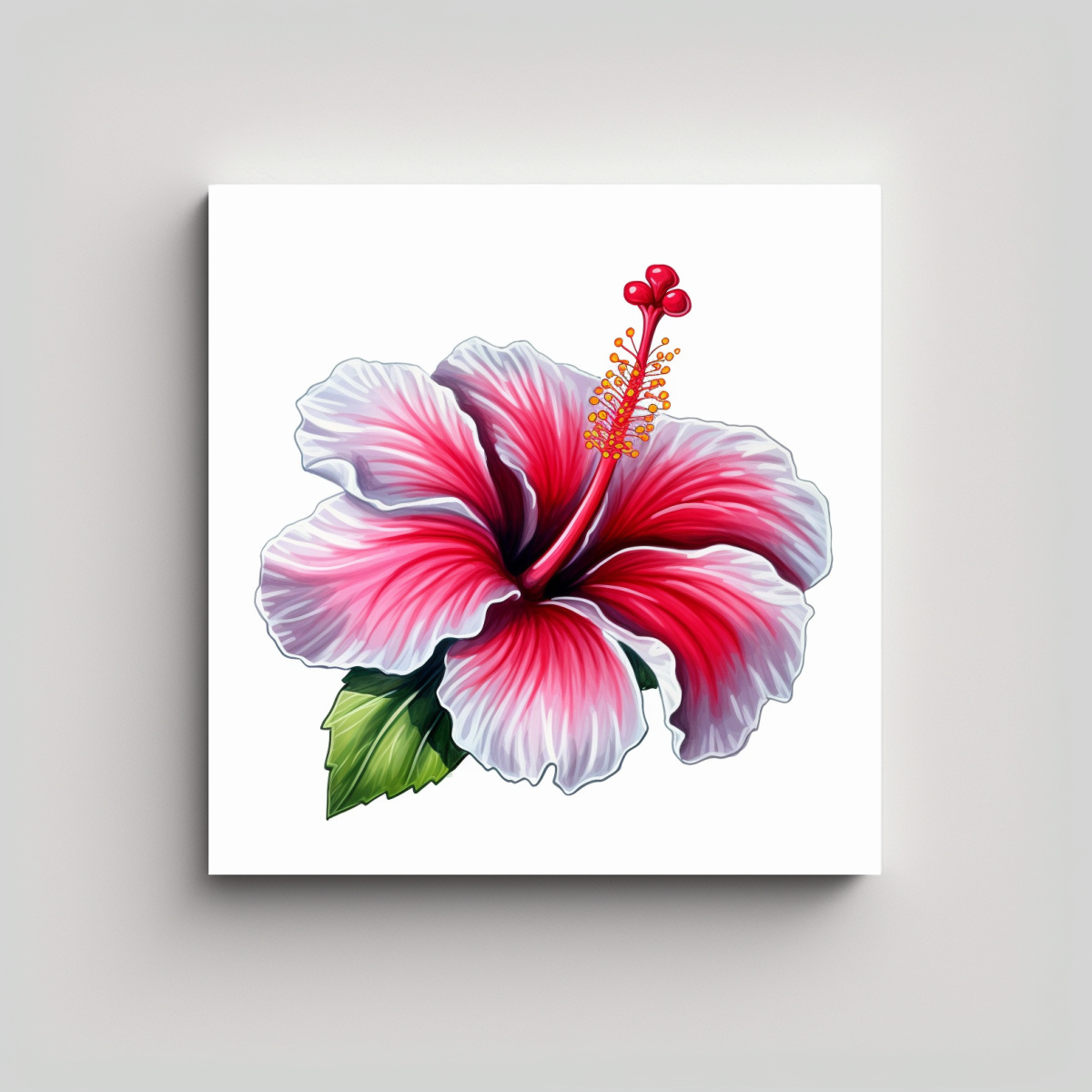 PINTURA CARICATURA DE FLORES HIBISCUS LIENZO 40X40 CM - 1