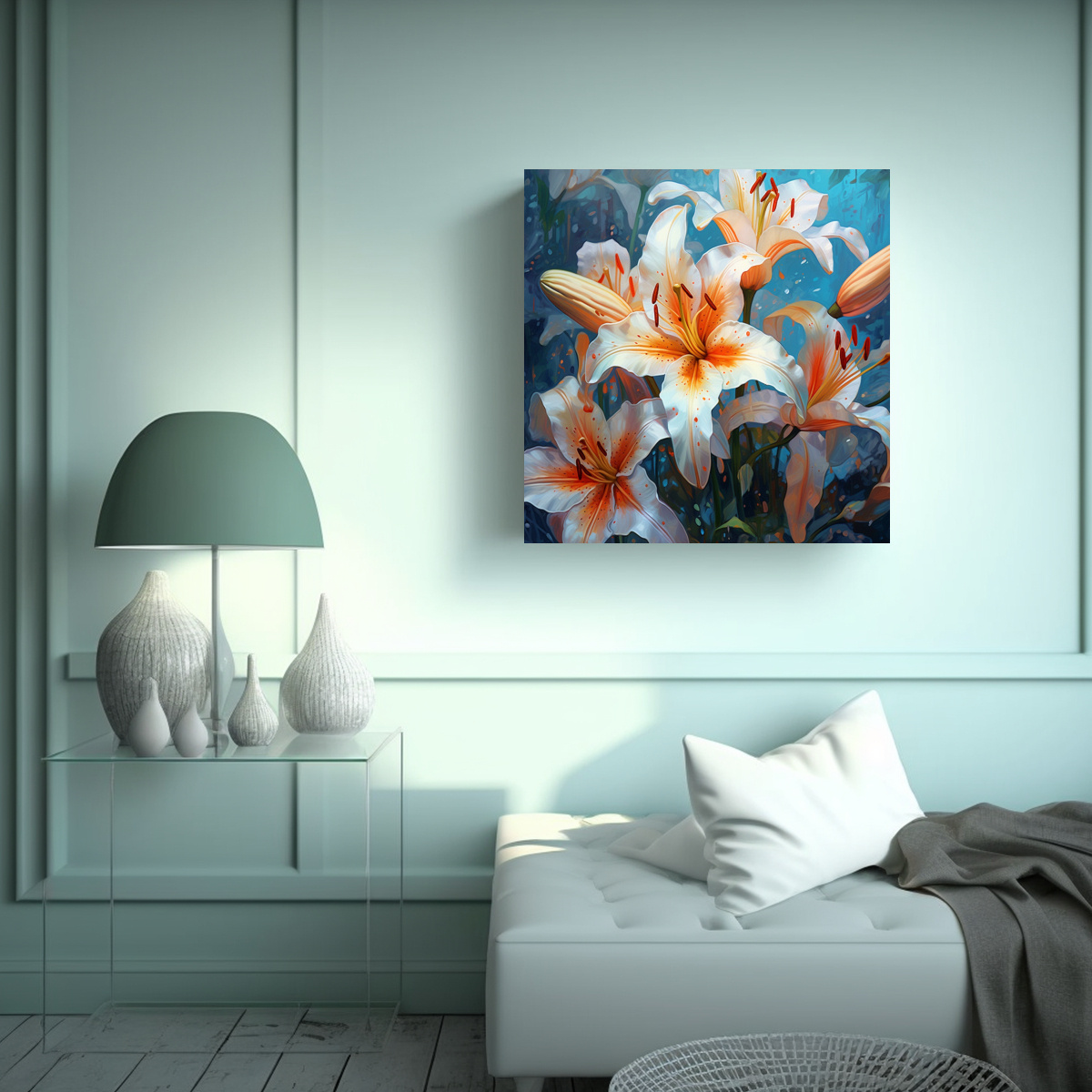 LIRIO COLORIDO EN LIENZO ILUMINADO ARTE MURAL 90X90 CM - 2