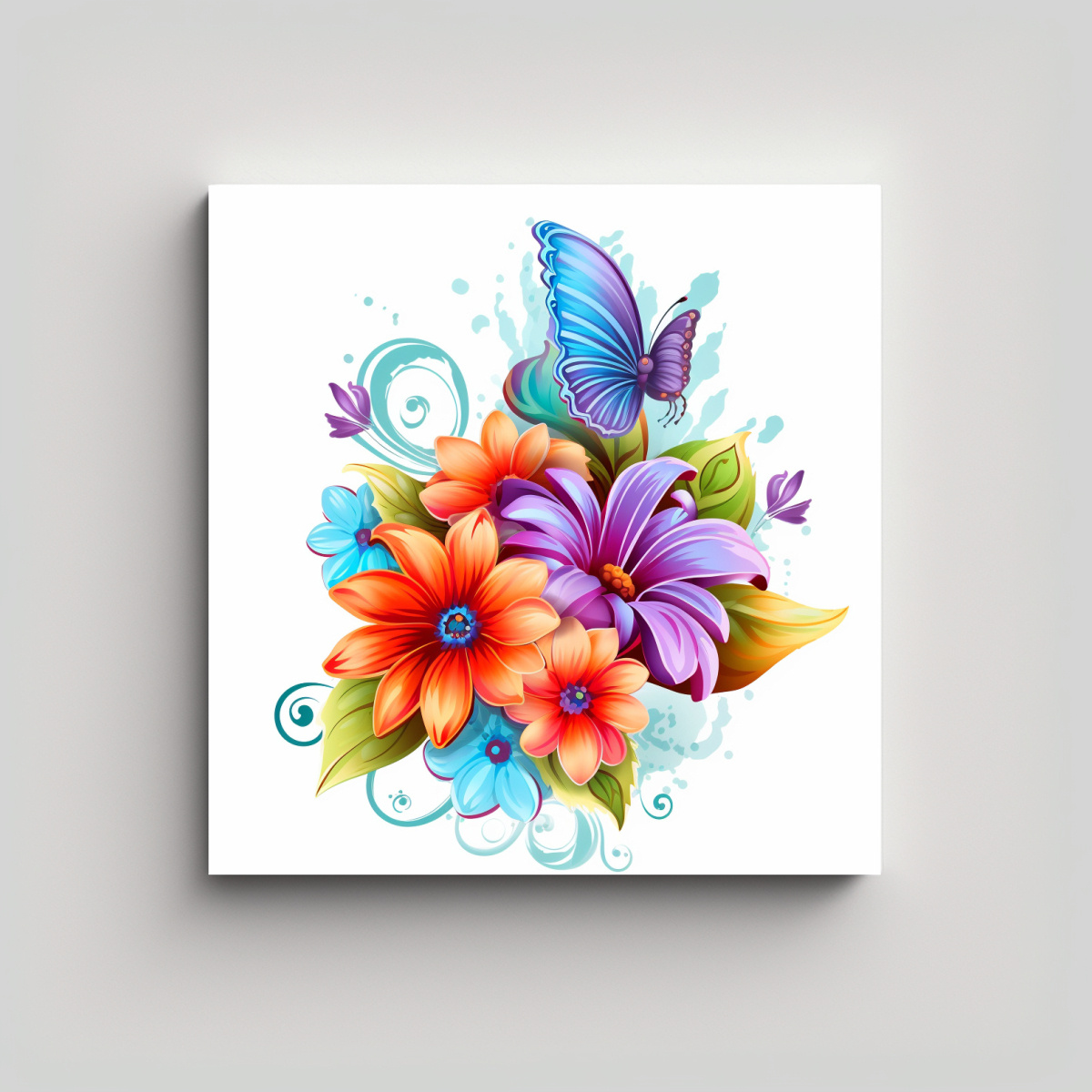 ARTE PARED MAJESTUOSO LIENZO FLORES MOVIMIENTO 50X50 CM - 1