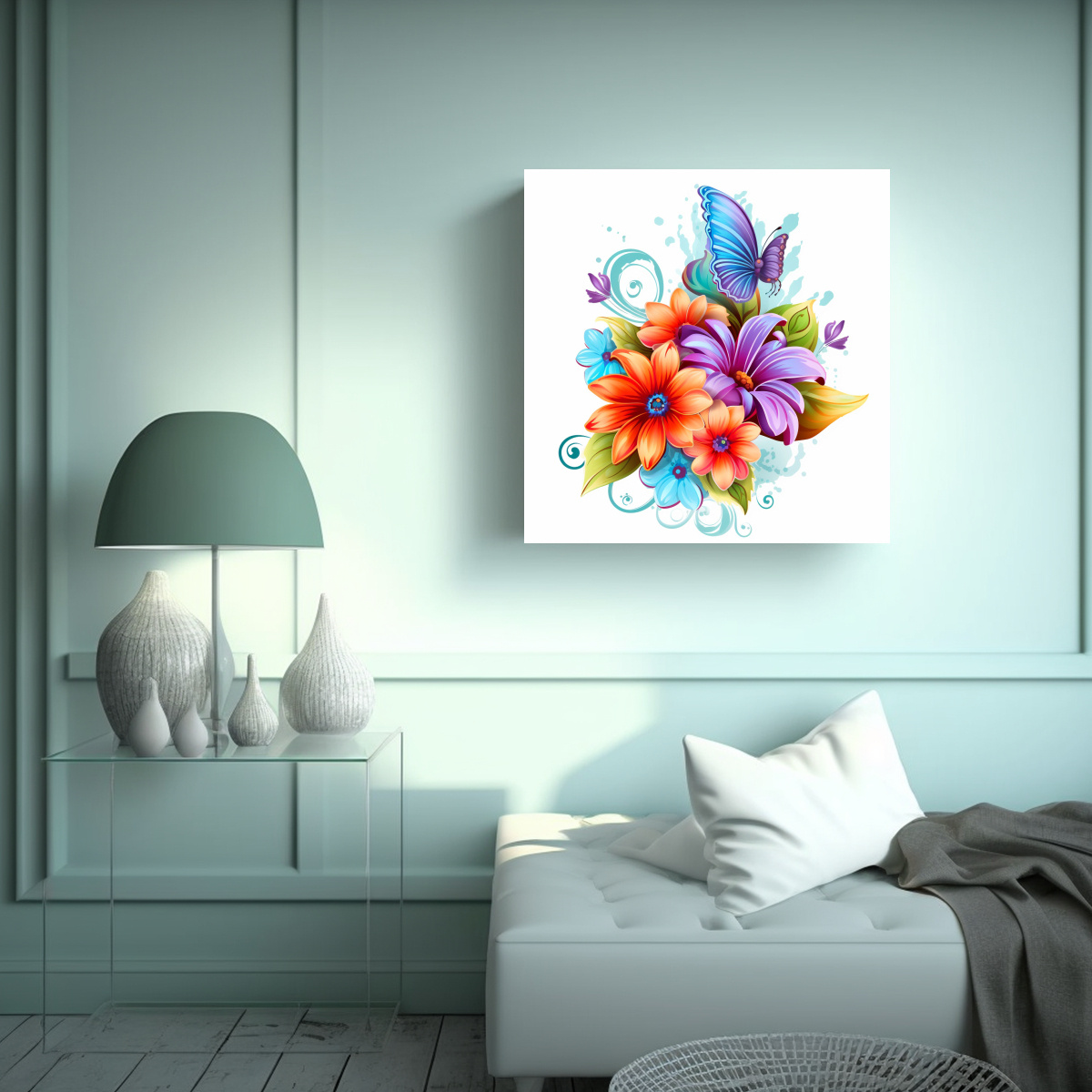 ARTE PARED MAJESTUOSO LIENZO FLORES MOVIMIENTO 50X50 CM - 2