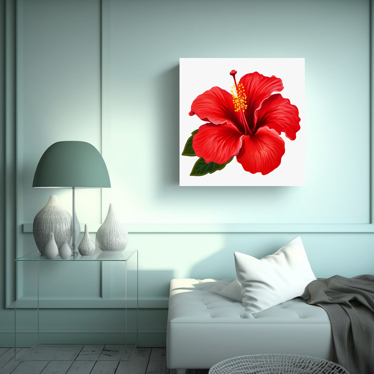 ARTE SUBLIMADO TELA VISION FLOR HIBISCUS ROJO 20X20 CM - 2