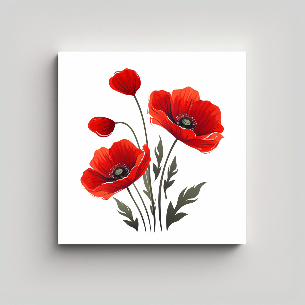 ILUSTRACIÓN SIMPLE DE FLOR DE AMAPOLA ARTE DE 100X100 CM - 1