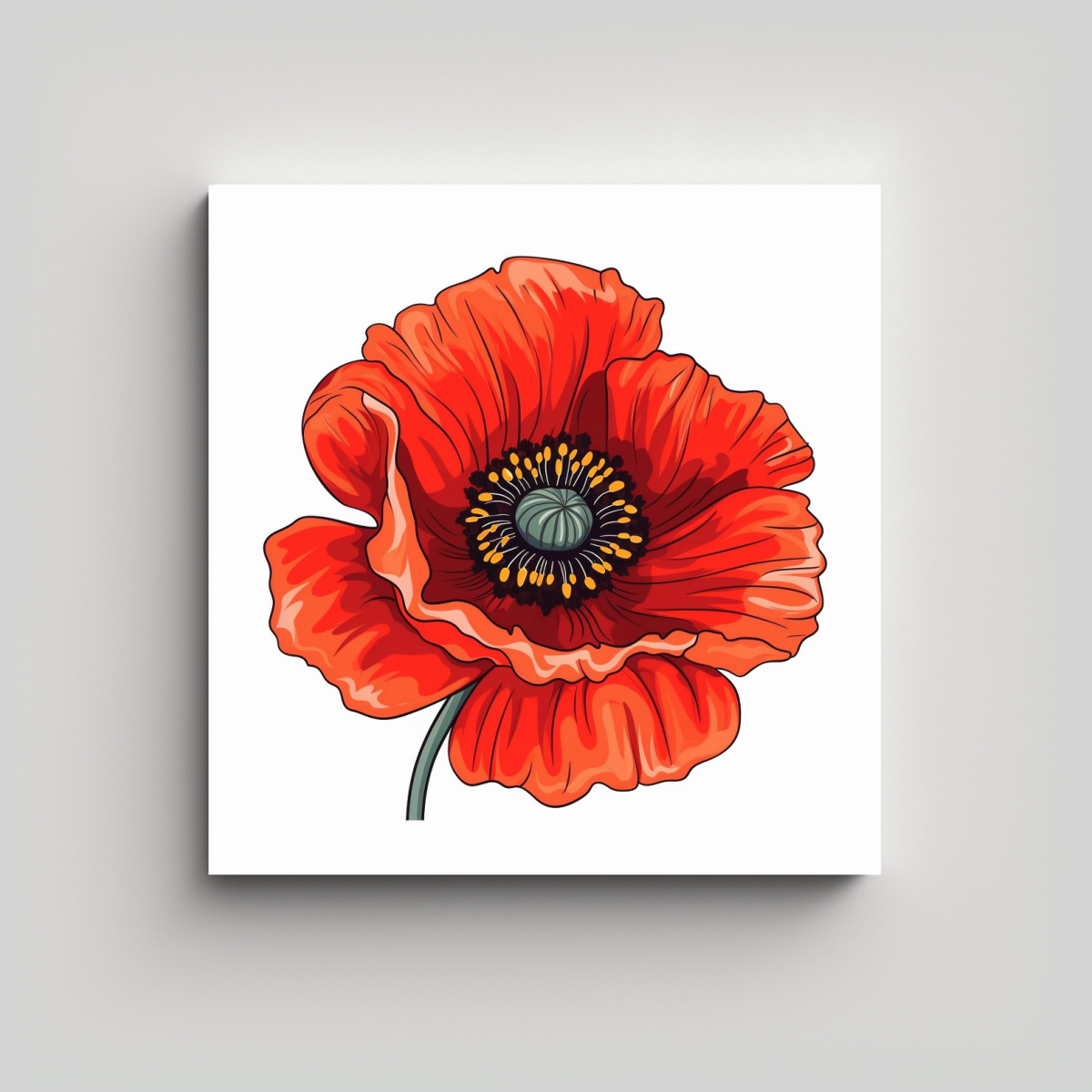 ARTE VECTORIAL POPPY FLOWER ILUSTRACIÓN SIMPLE 90X90 CM - 1