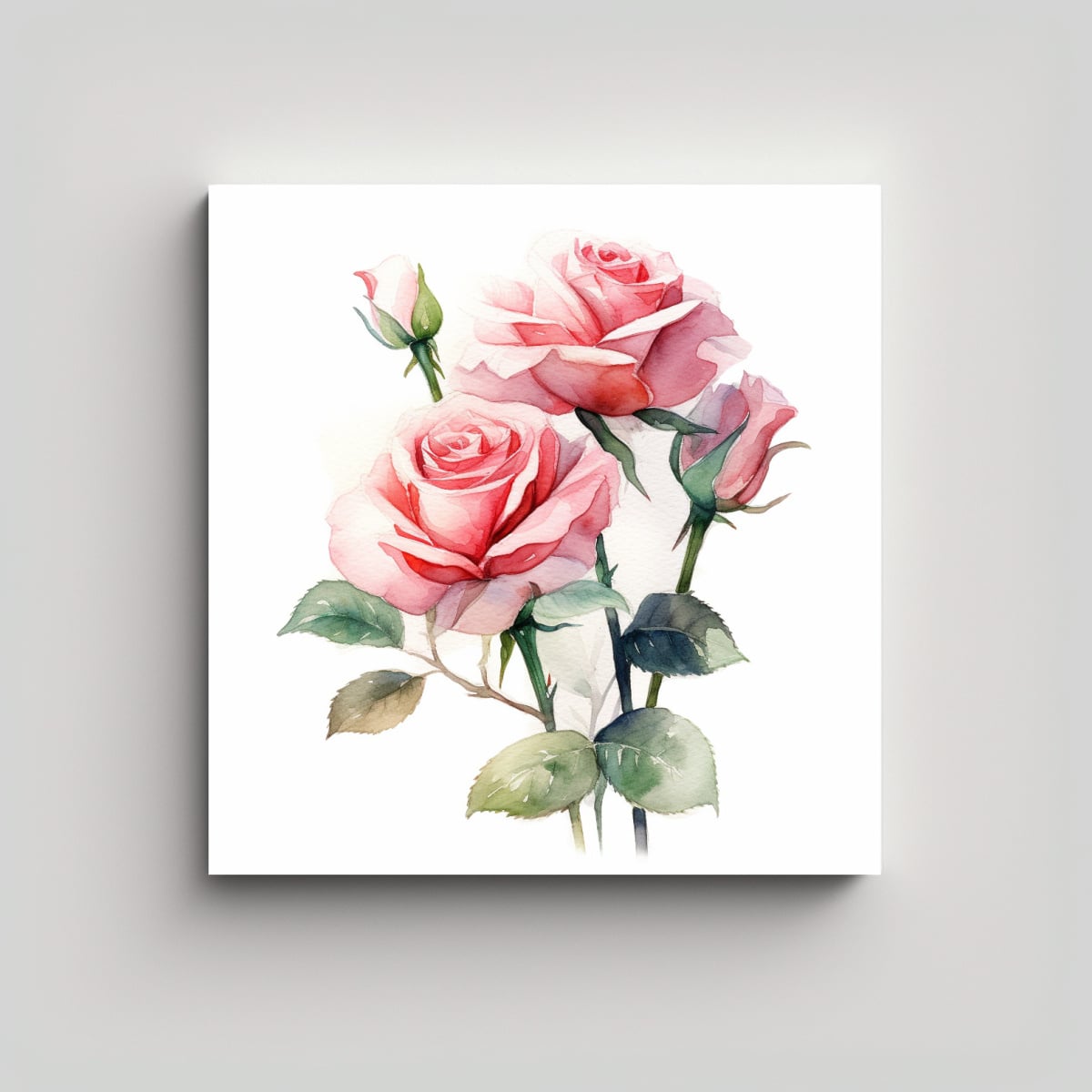 SIMETRÍA DE ROSA ACUARELA DECORATIVA ARTE DIBUJO 90X90 CM - 1