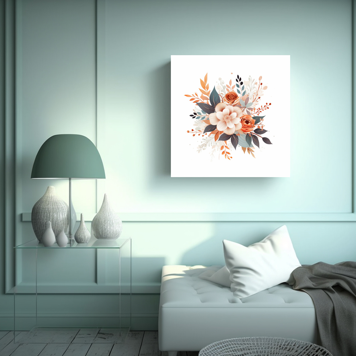 OFICINA ESTILO VECTOR MODERNO ACUARELA FLORAL 90X90 CM - 2
