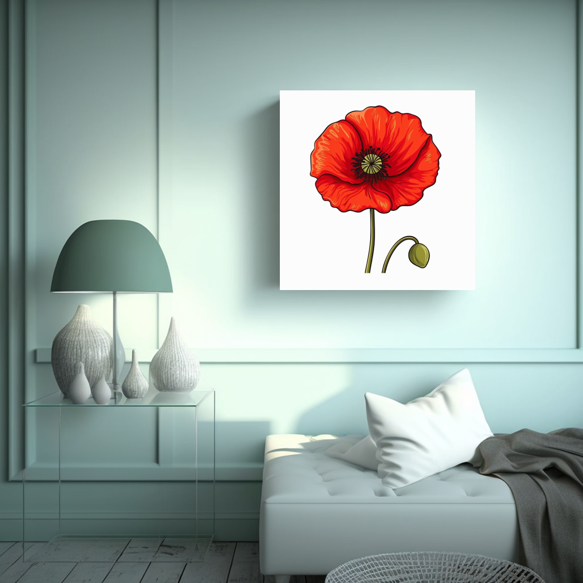 PINTURA DECORATIVA ROJA DIBUJOS ANIMADOS TEXTURA 50X50 CM - 2