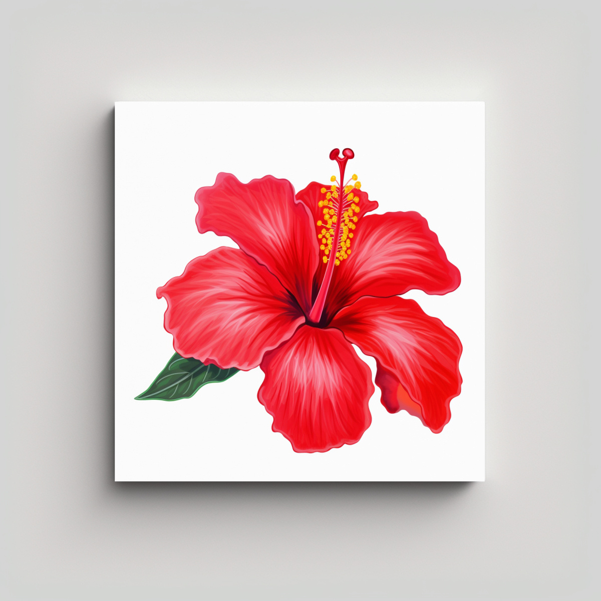 CUADRO LLAMATIVO DE HIBISCO ROJO CON FONDO 50X50 CM - 1