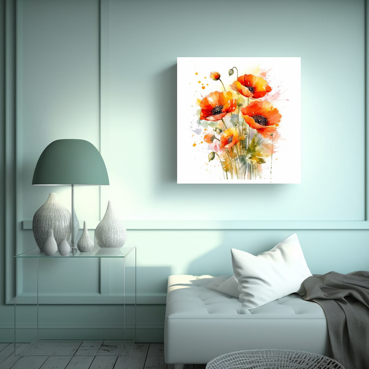 FIGURAS ELFIKY POPPY FLORES ACUARELA SUBLIMADA 50X50 CM - 2