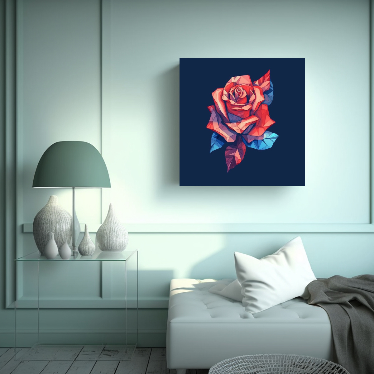 ILUSTRACIÓN ISOMÉTRICA DE ROSA 2D CONCEPTUAL EN 80X80 CM - 2