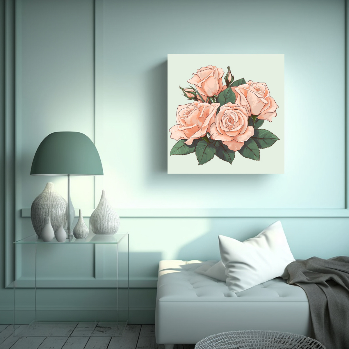 ARTE TELA SUBLIMADA VITALIDAD ROSA PALIDA ESTILO 80X80 CM - 2