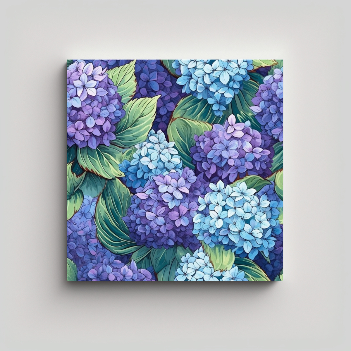 CUADRO DECORATIVO MINIMALISTA DE HORTENSIA ESTILO 80X80 CM - 1