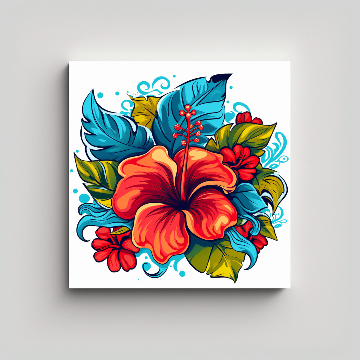 COMPOSICIÓN LUMINOSIDAD ARTE PARED HIBISCO 90X90 CM - 1