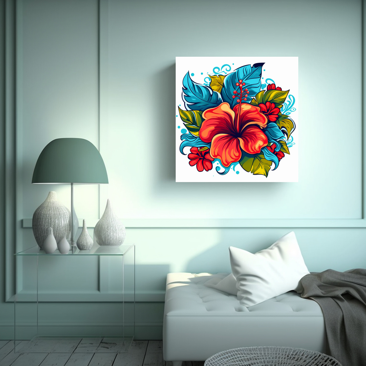 COMPOSICIÓN LUMINOSIDAD ARTE PARED HIBISCO 90X90 CM - 2