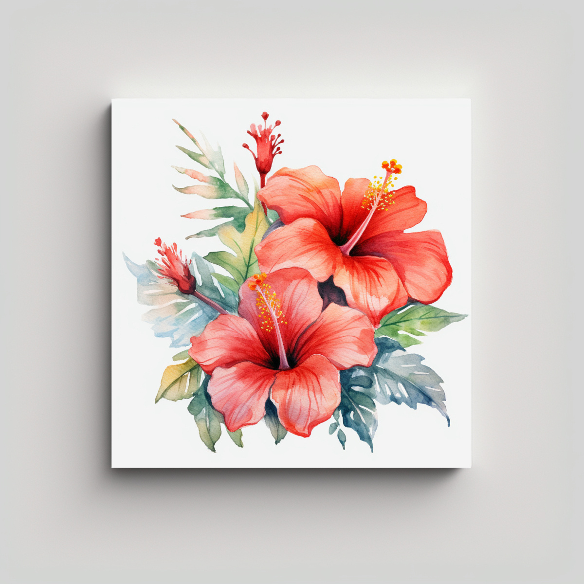CUADRO SIMÉTRICO TELA SUBLIMADA FLORES DE 90X90 CM - 1