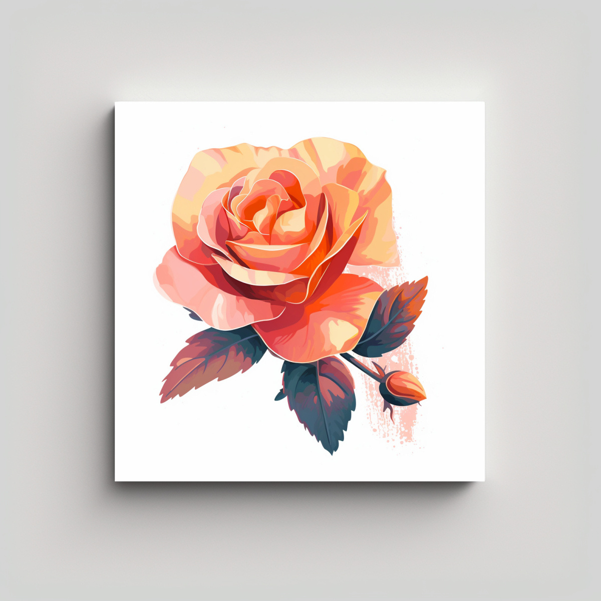 ARTE DECORATIVO UNICA ROSA ROSA Y NARANJA 20X20 CM - 1