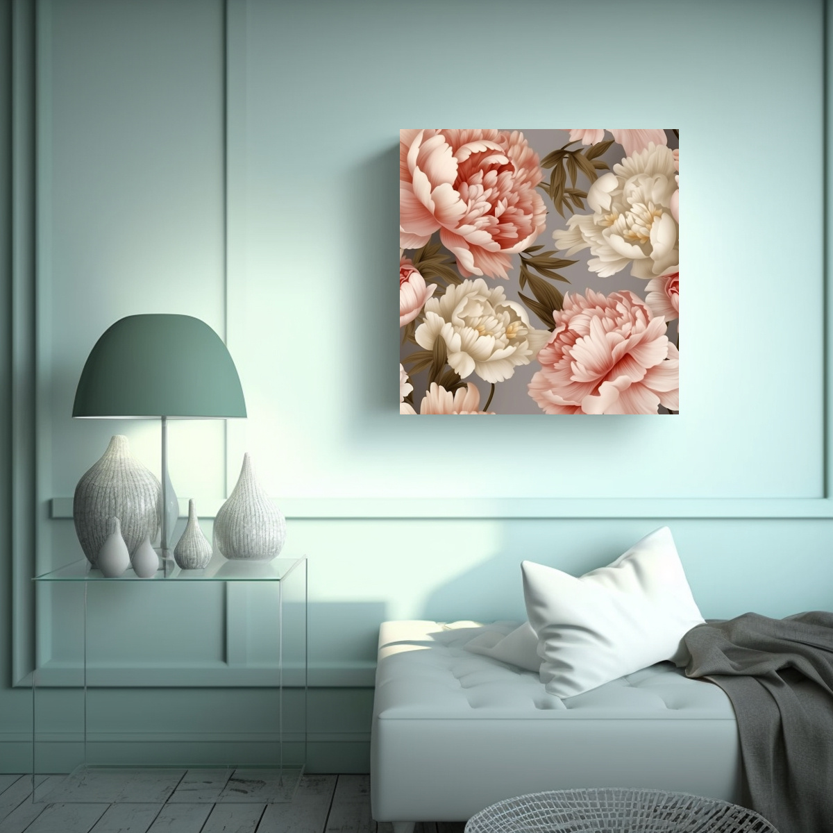 BASTIDOR TELA PROTAGONISMO 3D PEONÍA REALISTA 60X60 CM - 2