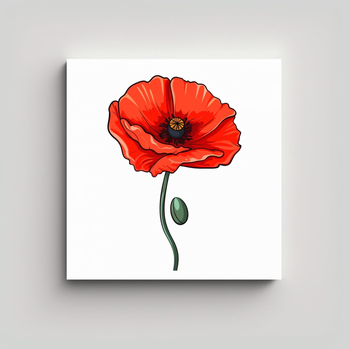 ILUSTRACIÓN VECTORIAL DE FLOR DE AMAPOLA ARTE DE 50X50 CM - 1