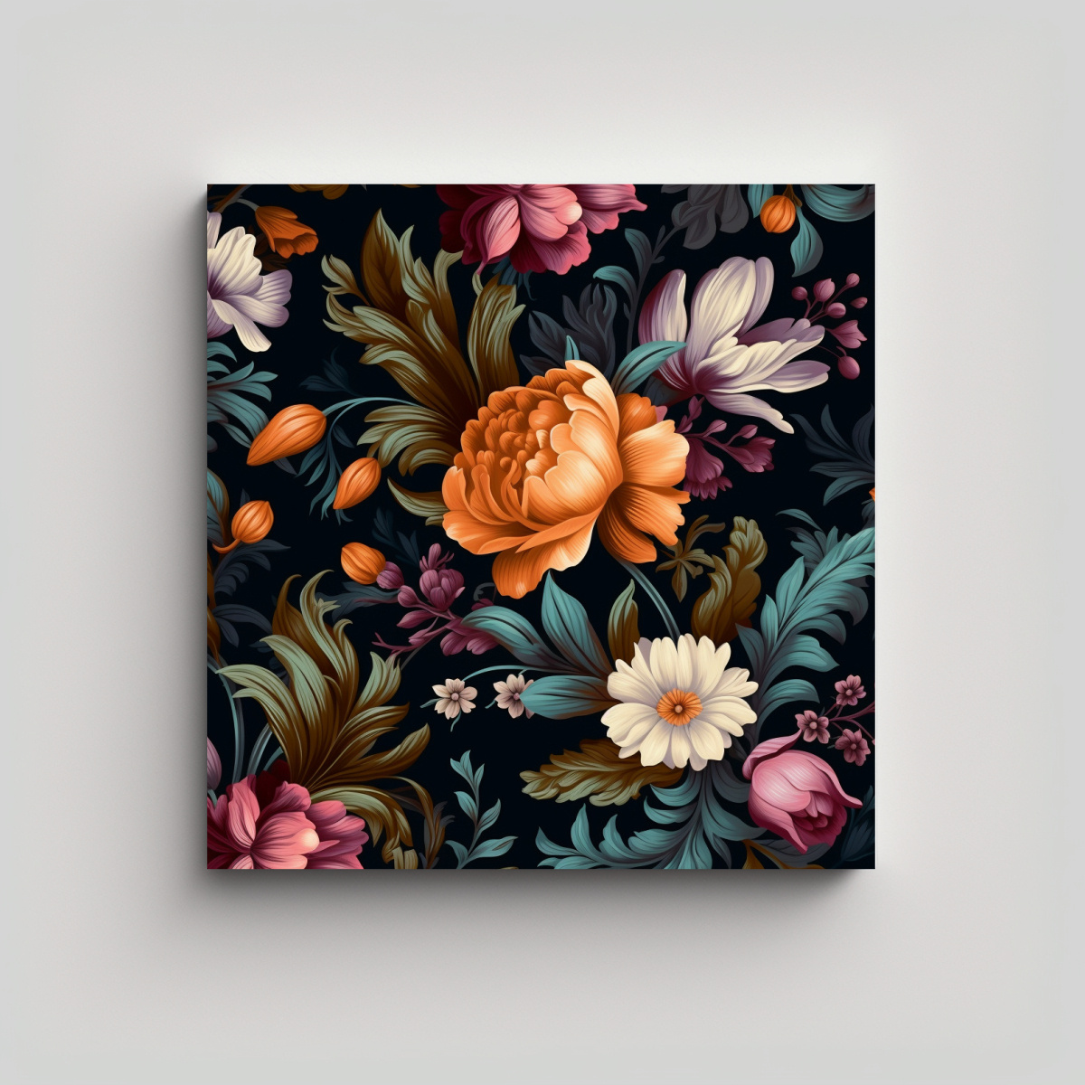 COMPOSICIÓN OSCURA DE FLORES NATURALEZA VIVA 80X80 CM - 1
