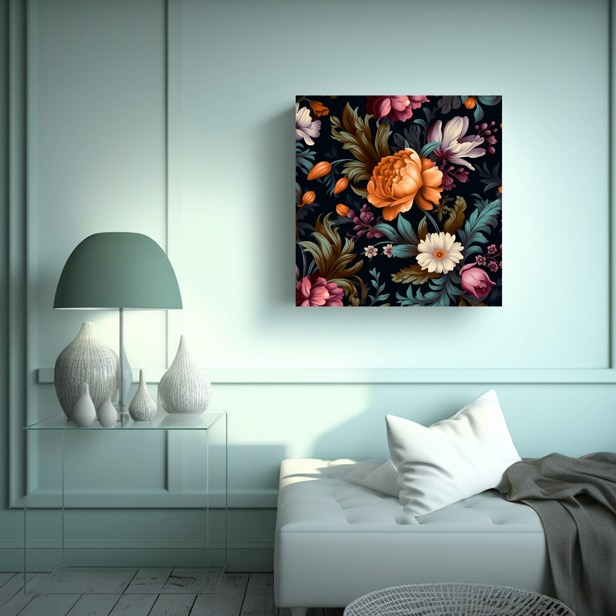 COMPOSICIÓN OSCURA DE FLORES NATURALEZA VIVA 80X80 CM - 2