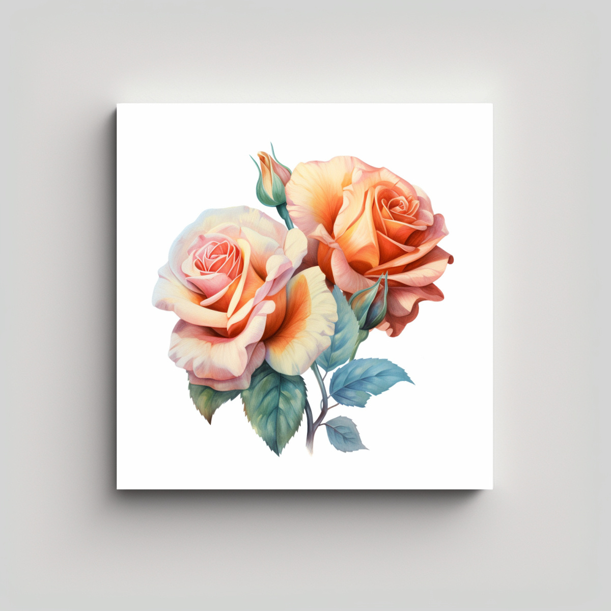 ROSA ÉPOCA LIENZO PINTADA, ESTILO ANNE SUDWORTH, 30X30 CM - 1