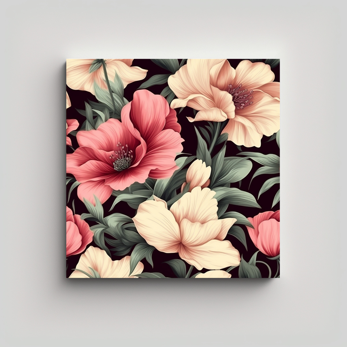 FLORAL VINTAGE SUBLIMADA LIENZO PINTURA ROSA 60X60 CM - 1
