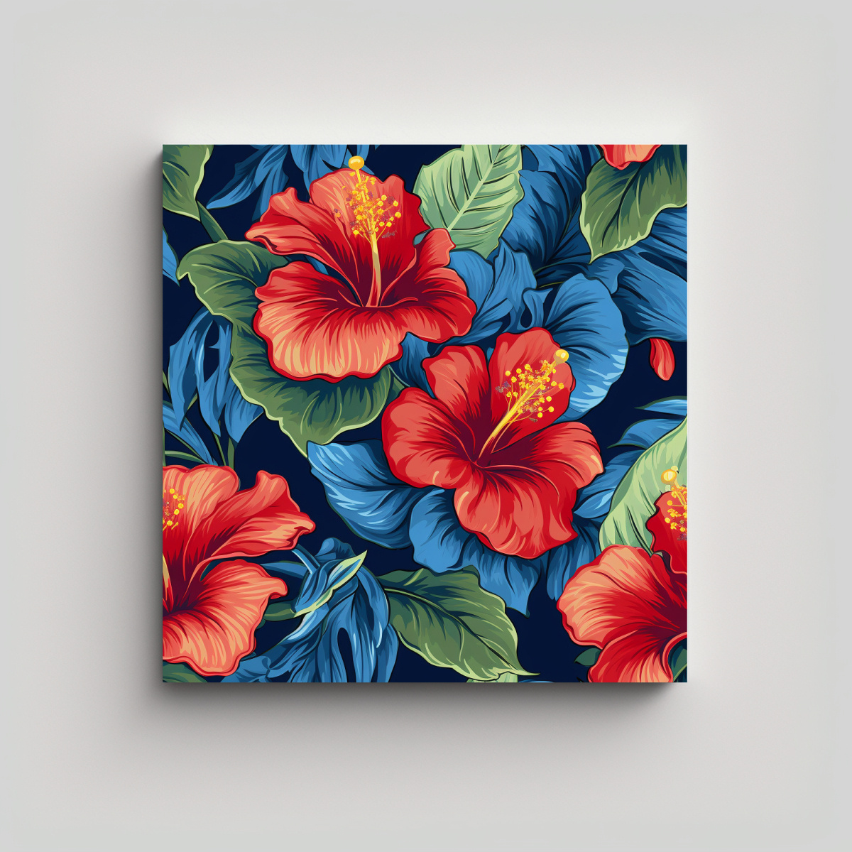 CUADRO DECORATIVO LIENZO DE HIBISCO EN COLORES 40X40 CM - 1