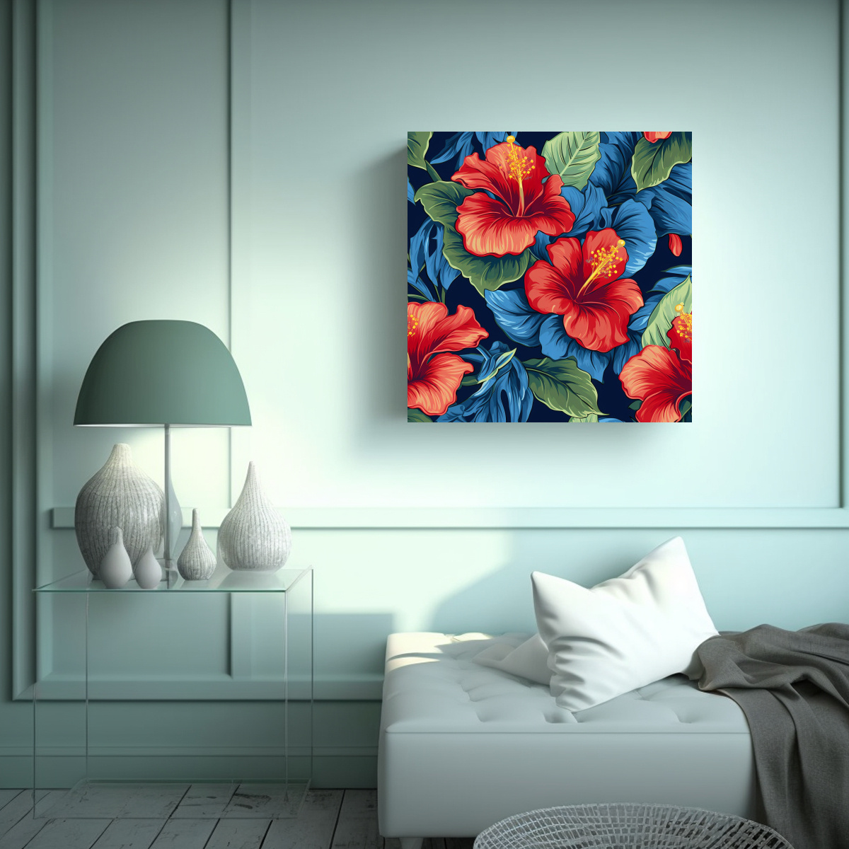CUADRO DECORATIVO LIENZO DE HIBISCO EN COLORES 40X40 CM - 2