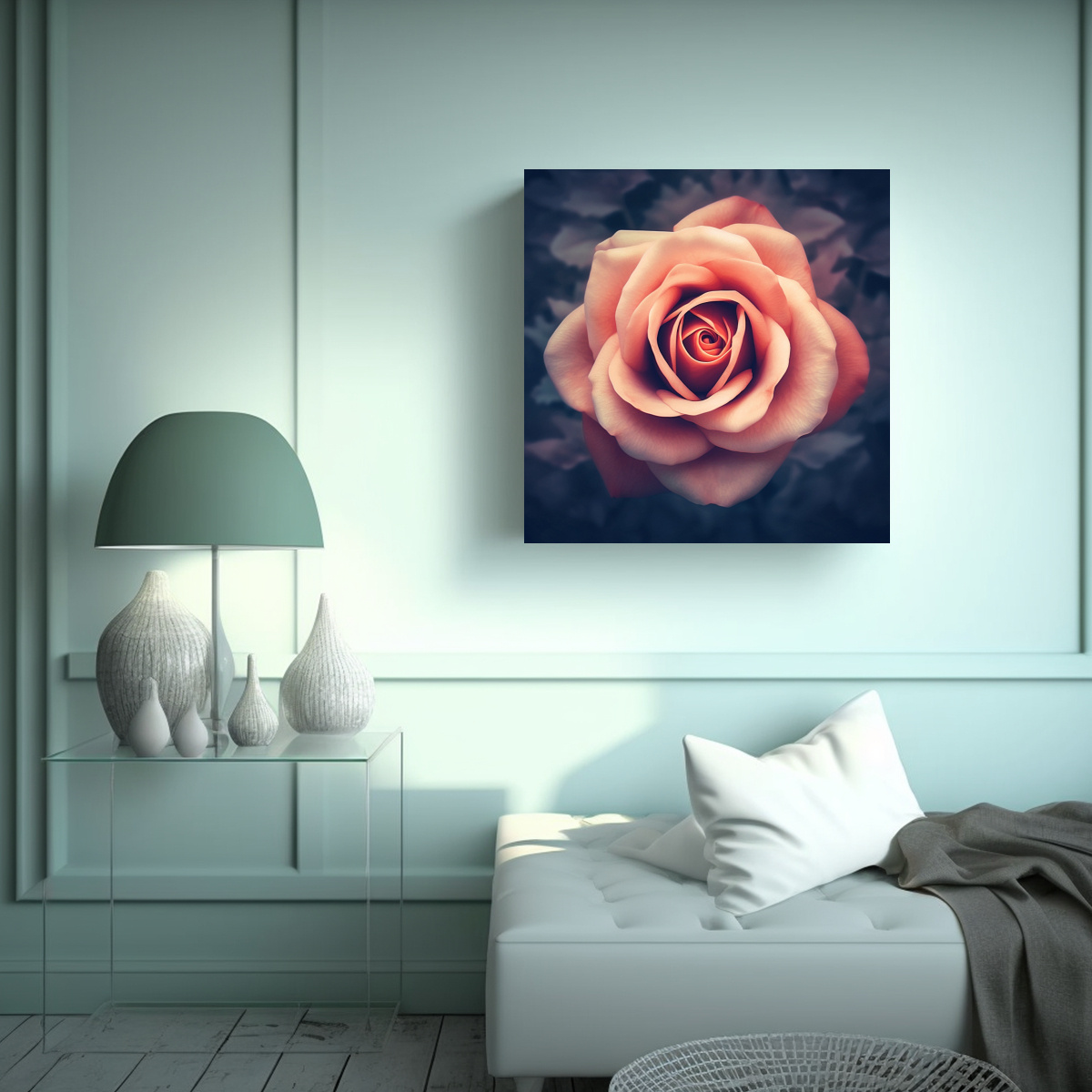 COCINA ARTE DECORATIVO ROSA VISTA SUPERIOR ESTILO 90X90 CM - 2