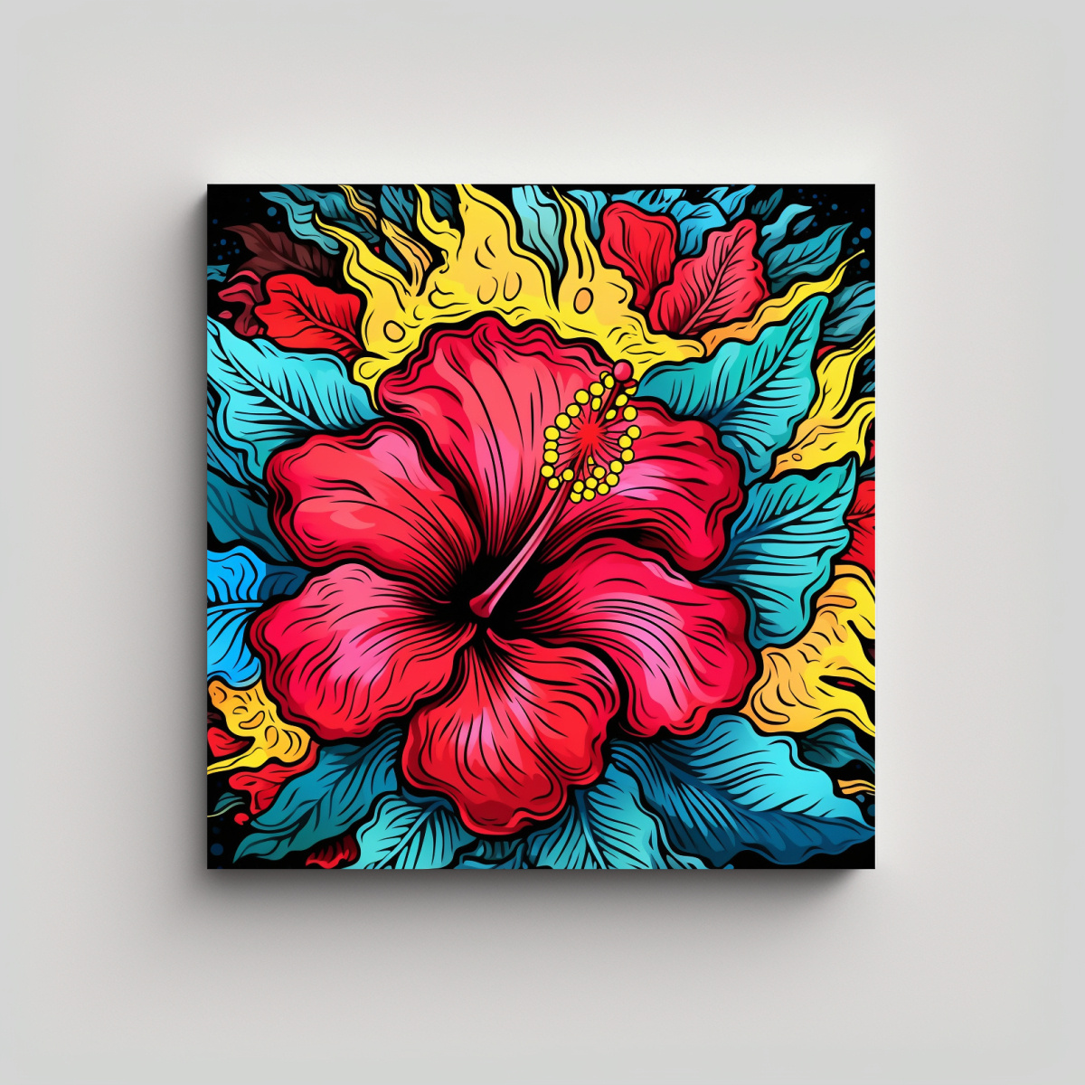 CANVA TONOS SURREALISTA FLOR DE HIBISCUS ROJO 50X50 CM - 1