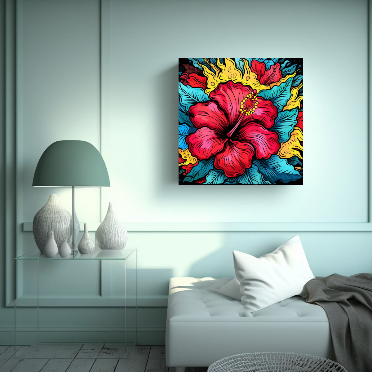 CANVA TONOS SURREALISTA FLOR DE HIBISCUS ROJO 50X50 CM - 2