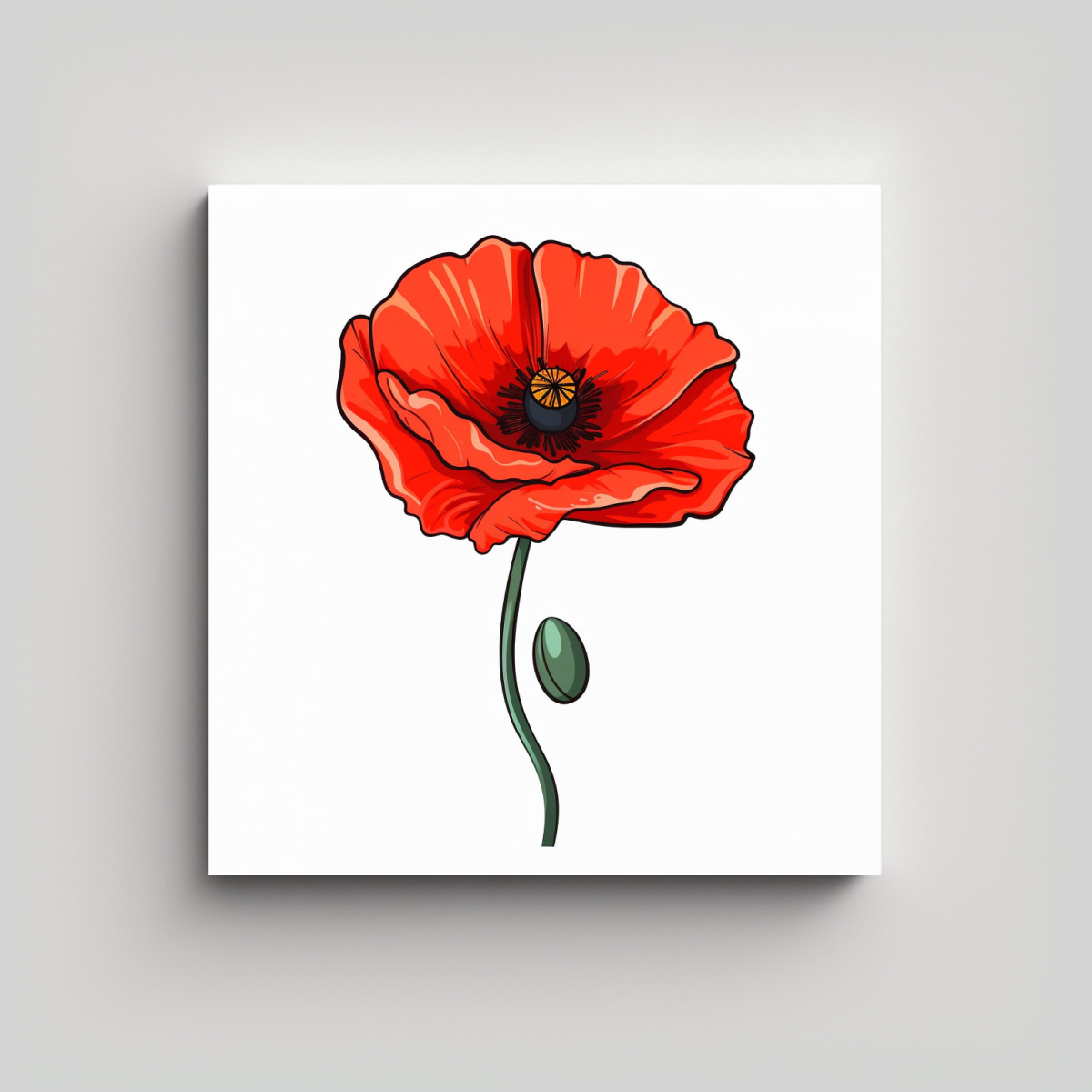ILUSTRACIÓN VECTORIAL DE FLOR DE AMAPOLA ARTE DE 20X20 CM - 1