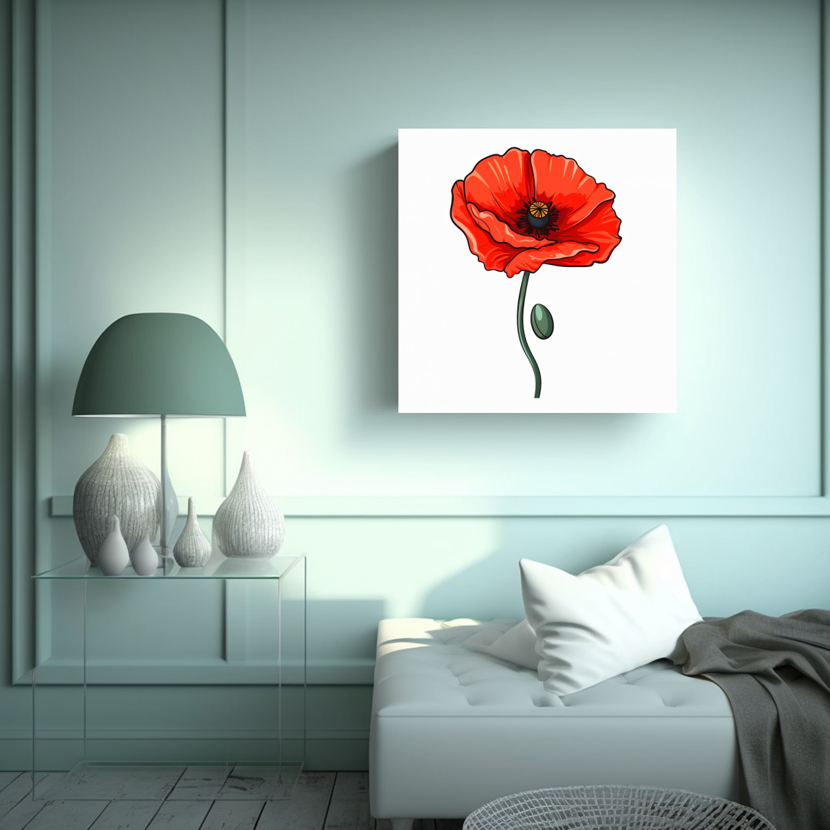 ILUSTRACIÓN VECTORIAL DE FLOR DE AMAPOLA ARTE DE 20X20 CM - 2