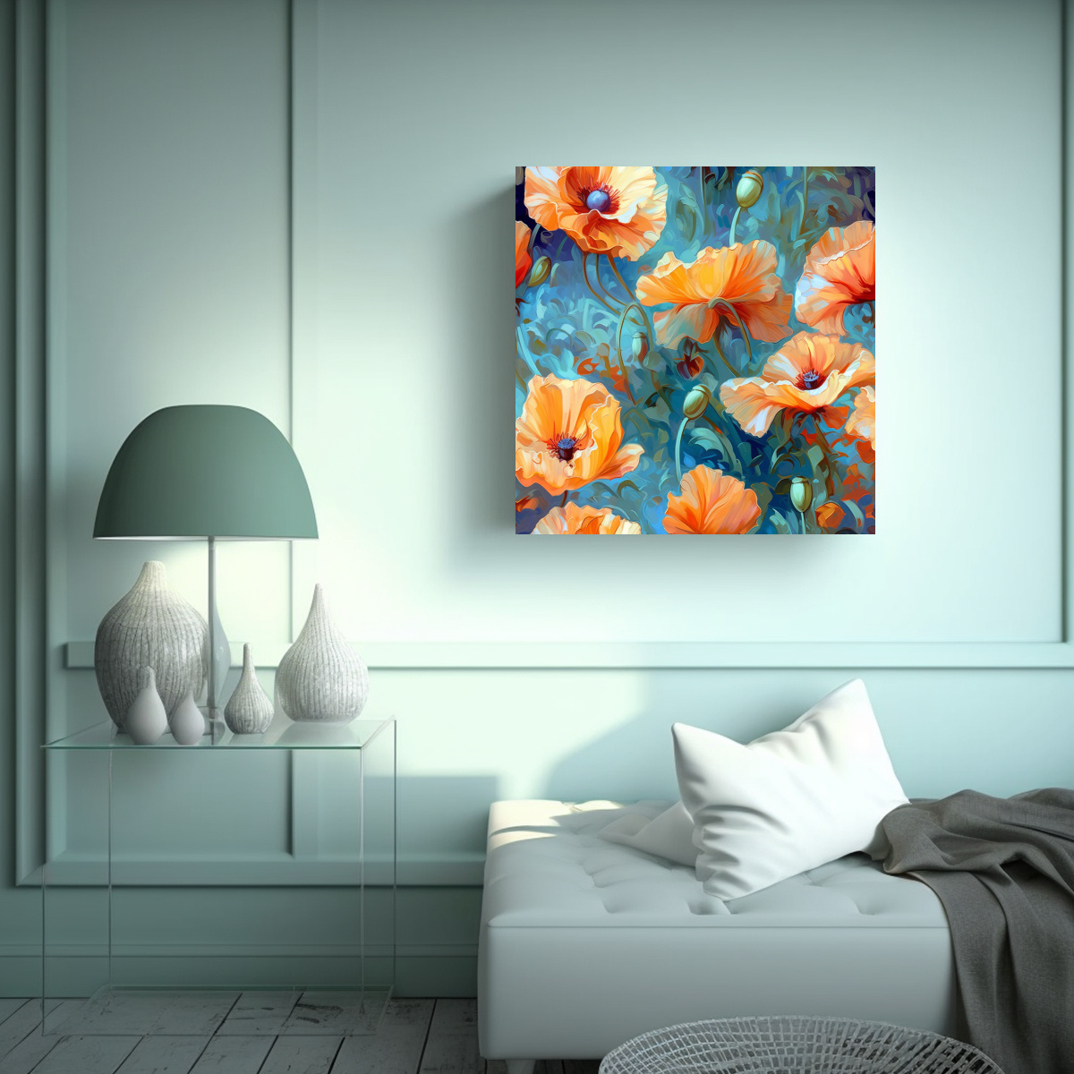 LIENZO COLORIDO 3D COMEDOR PIGMENTO POPPIE LUZ 80X80 CM - 2