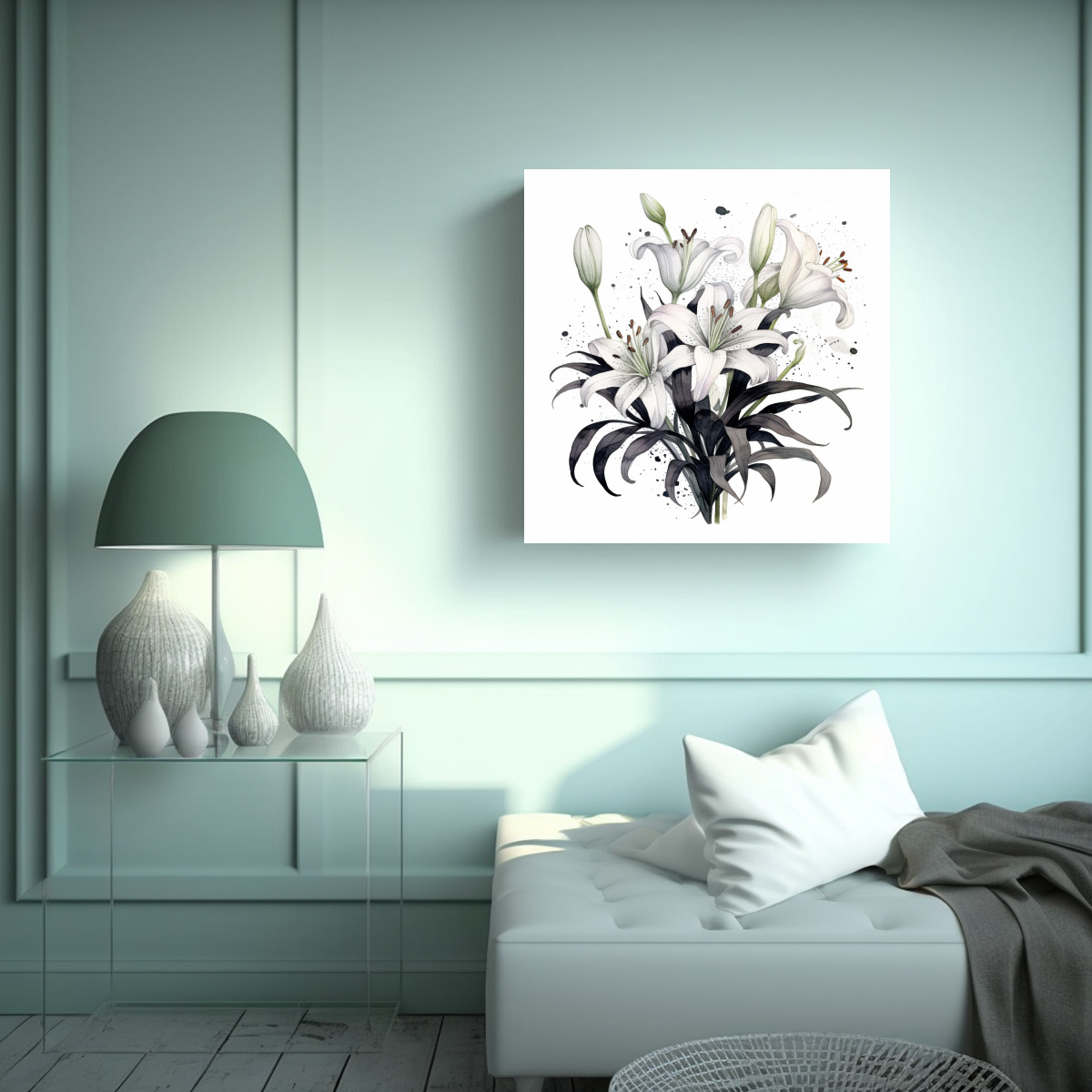 SUBLIME LIENZO DE TELA CON ACUARELA LIRIO NEGRO Y 50X50 CM - 2