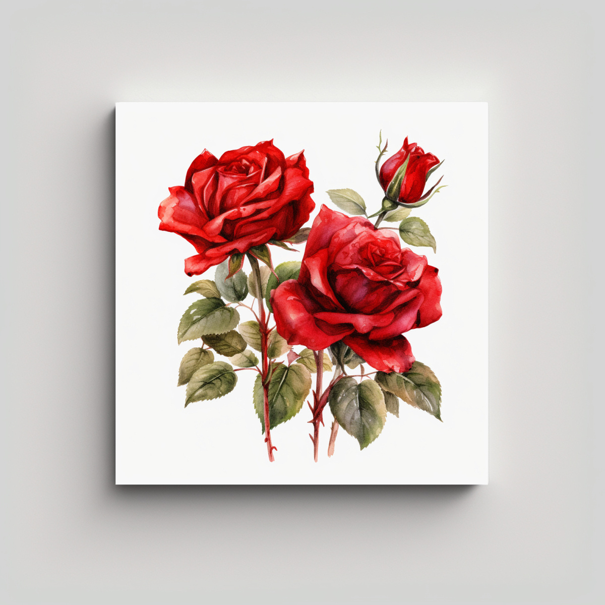 LIENZO CUADRADO DE ROSAS ROJAS ELEGANTES EN 60X60 CM - 1