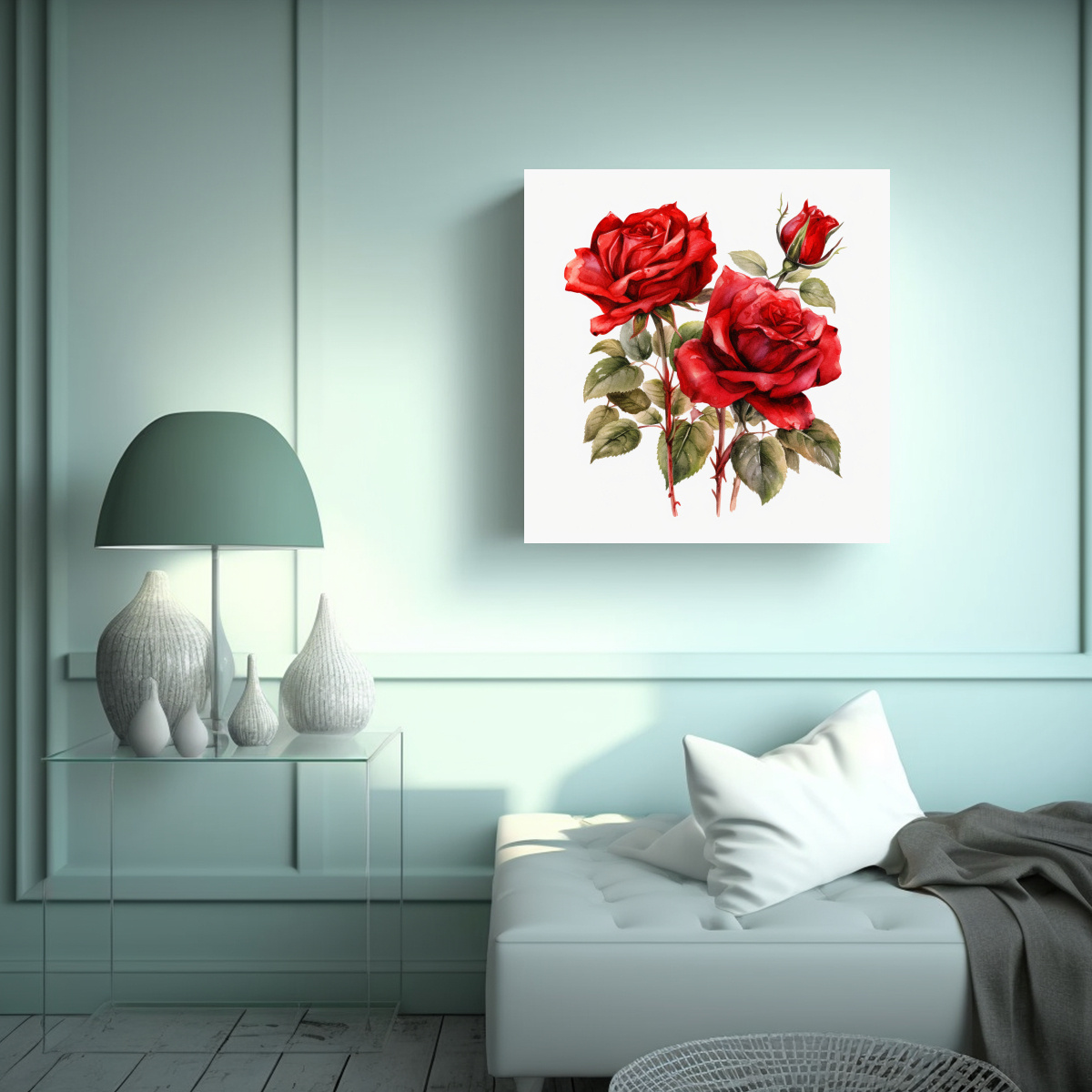 LIENZO CUADRADO DE ROSAS ROJAS ELEGANTES EN 60X60 CM - 2