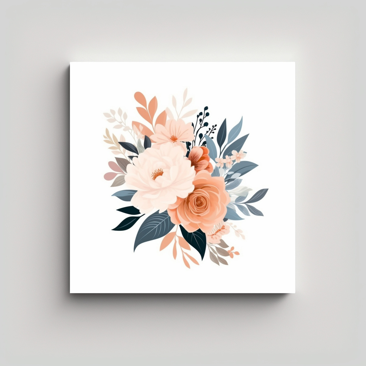 BASTIDOR DE TELA ESTILO VECTOR MODERNO CON FLORES 40X40 CM - 1