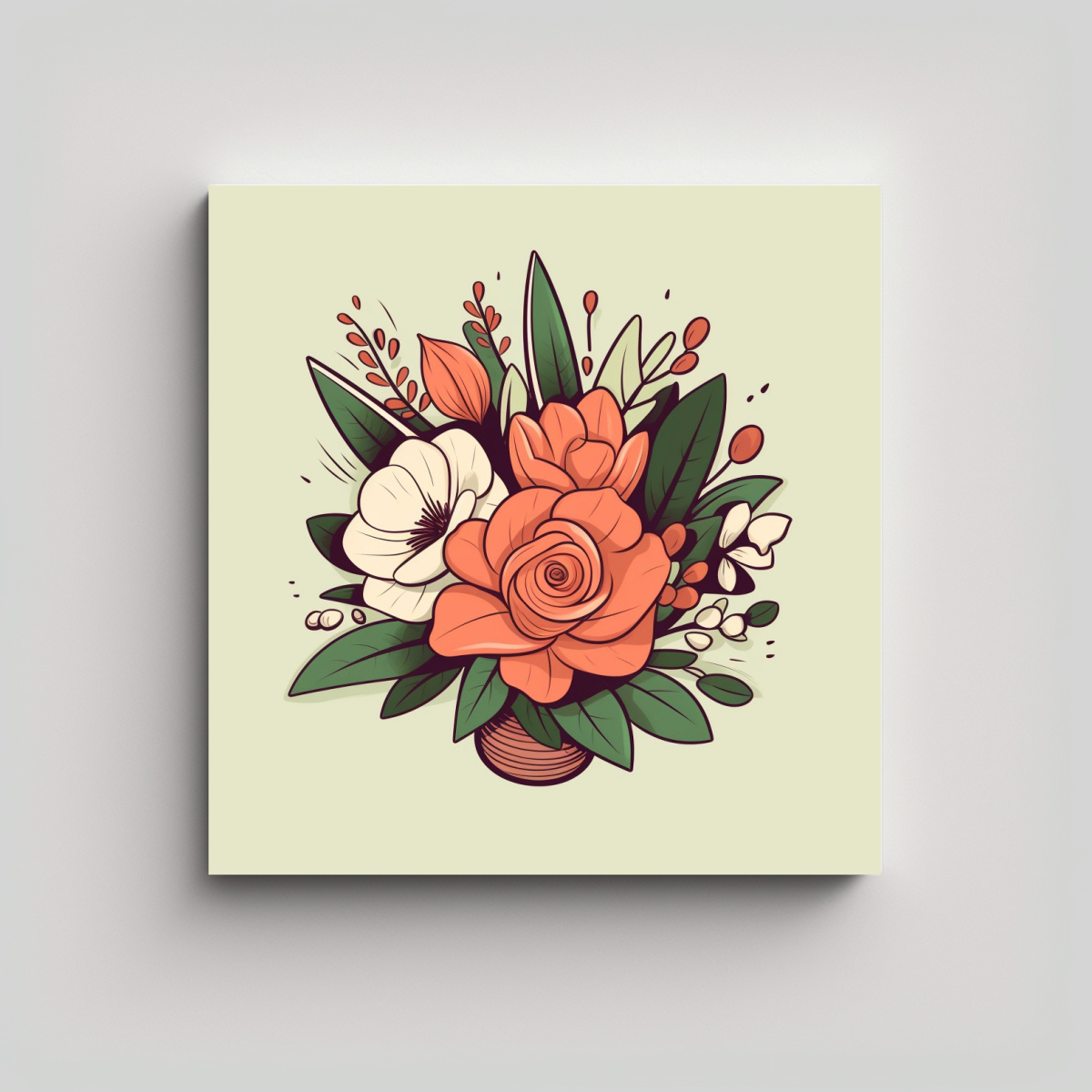 ILUSTRACIÓN VECTORIAL BOUQUET FLORES BELLEZA 70X70 CM - 1