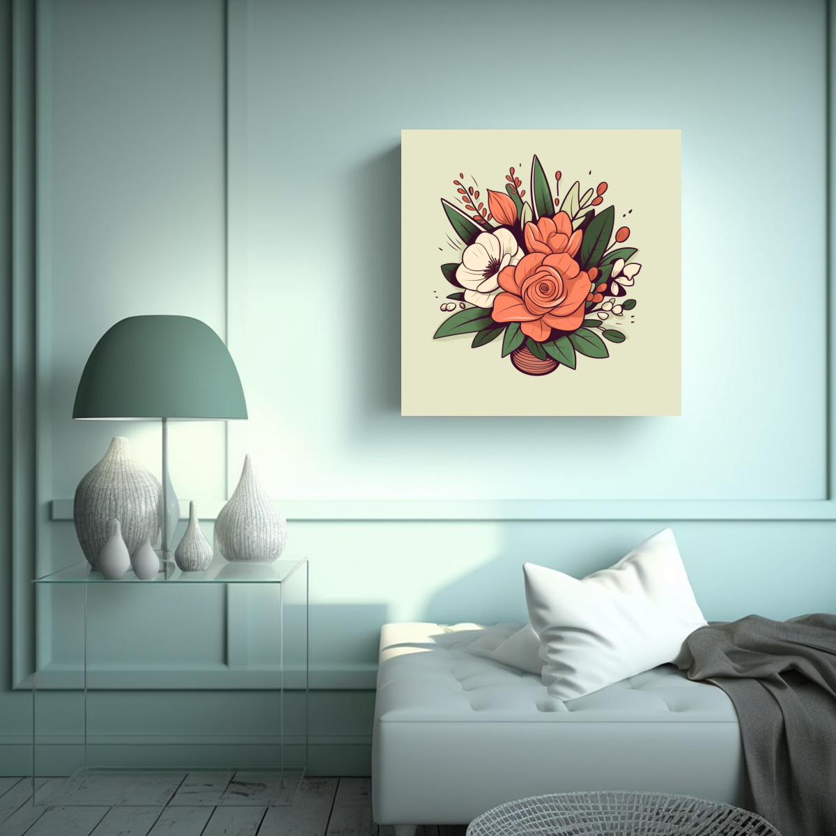 ILUSTRACIÓN VECTORIAL BOUQUET FLORES BELLEZA 70X70 CM - 2
