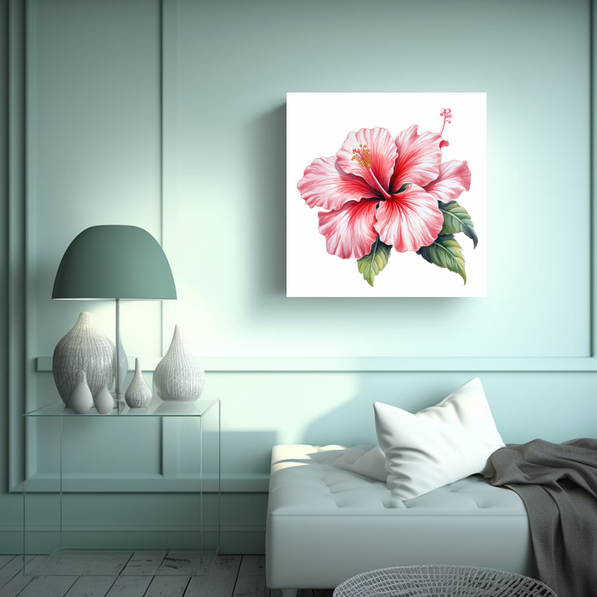 LIENZO ESTÉTICO DE FLOR HIBISCUS DIBUJO 70X70 CM - 2
