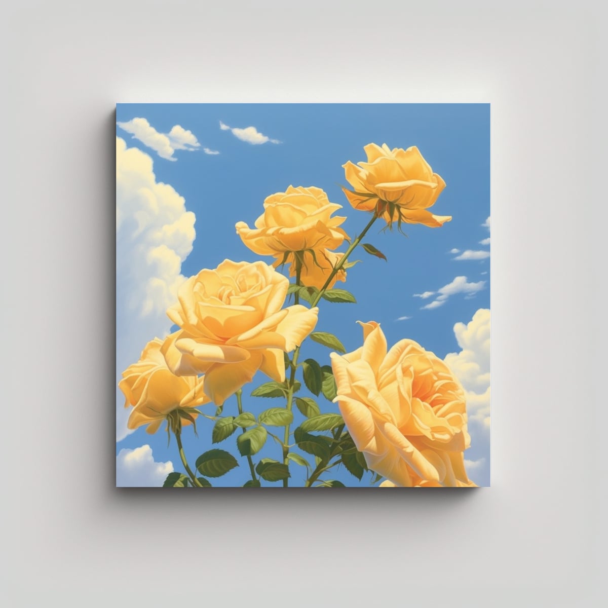 CUADRO DECORATIVO DE ROSAS AMARILLAS Y CIELO AZUL 20X20 CM - 1
