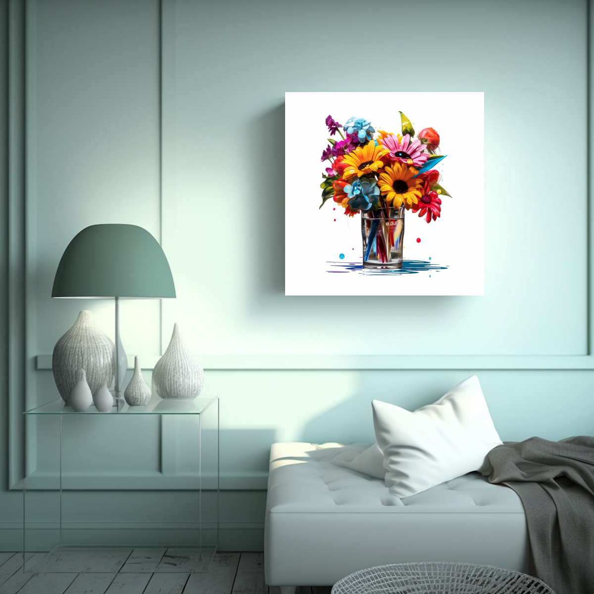 PEQUEÑO RAMO TULIPANES EN ESTILO POP ART VISUAL 100X100 CM - 2