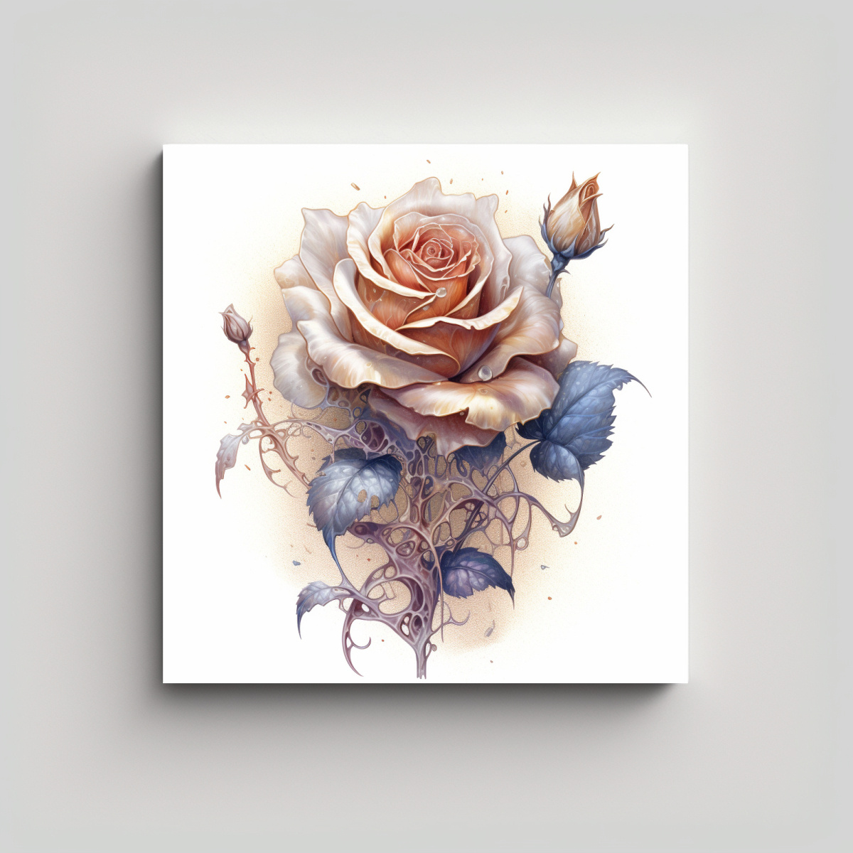 ARTE METAFÍSICO ROSA DETALLADA ILUSTRACIÓN 100X100 CM - 1
